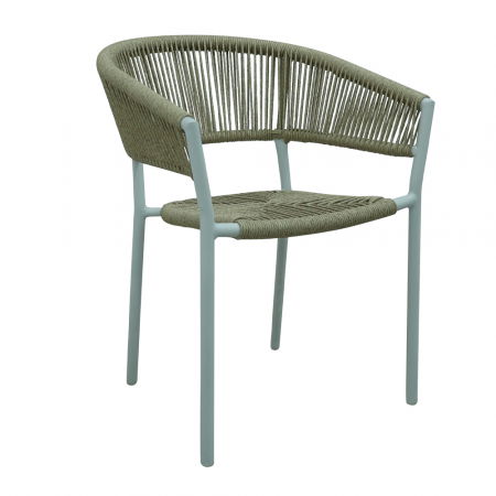 Scaune Exterior - Scaun Breeze alb cu împletitură naturală și brațe