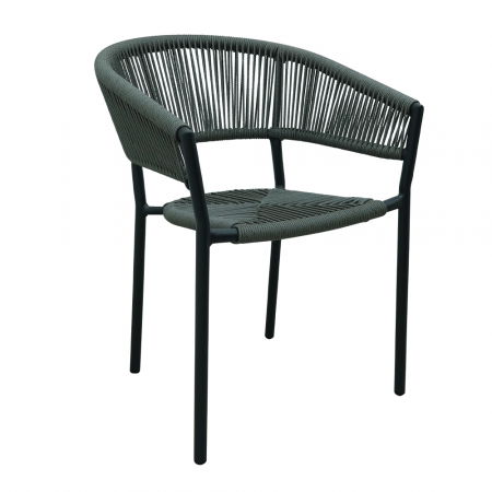 Scaune Exterior - Scaun Breeze gri cu împletitură și cadru aluminiu