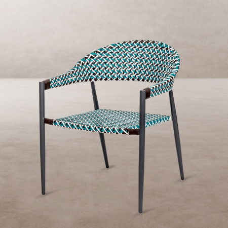 Boho - Scaun Nadia Fanfare cu împletitură tricoloră și cadru grafit profesional