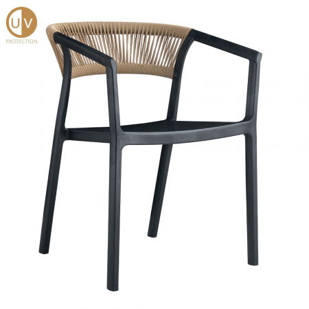 Scaune Exterior - Scaun exterior Concord cu spătar împletit bej și cadru negru