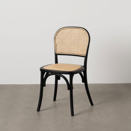 Scaune in Stil Rustic - Scaun negru din lemn clasic confortabil