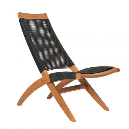 Scaune Exterior - Scaun exterior cu frânghie împletită și cadru din lemn natural