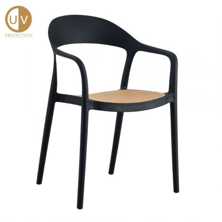 Scaune Exterior - Scaun Bistrot cu brațe și șezut perforat natural