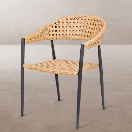 Boho - Scaun Niva Graphite cu împletitură natur și cadru grafit