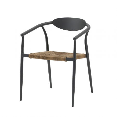 Scaune Exterior - Scaun Tanya Charcoal cu fibre honey, stil japandi industrial, stivuibil