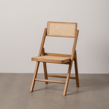 Scaune in Stil Rustic - Scaun pliabil tec si ratan pentru spatii versatile|Scaune naturale si functionale pentru decoruri calde