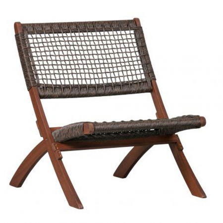 Scaune in Stil Rustic - Scaun relaxare pliabil Mesh Chair Folding lemn acacia maro