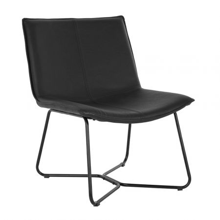 Scaune Lounge - Scaun negru Attendre, piele ecologică, stil modern pentru recepții și spații profesionale