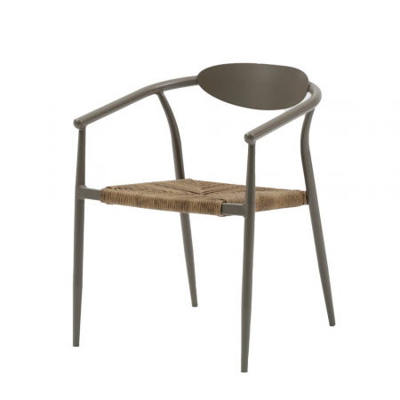 Scaune Exterior - Scaun Tanya grafit cu împletitură honey, stil japandi și cadru stivuibil