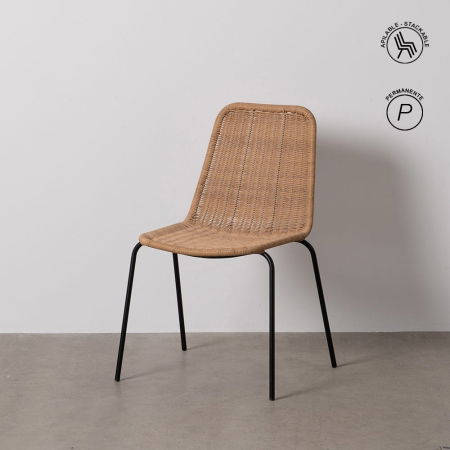 Boho - Scaune din polietilenă și oțel pentru exterior, set 2, design minimalist