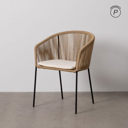 Boho - Scaune din polietilenă și oțel pentru exterior, set 2, design natural