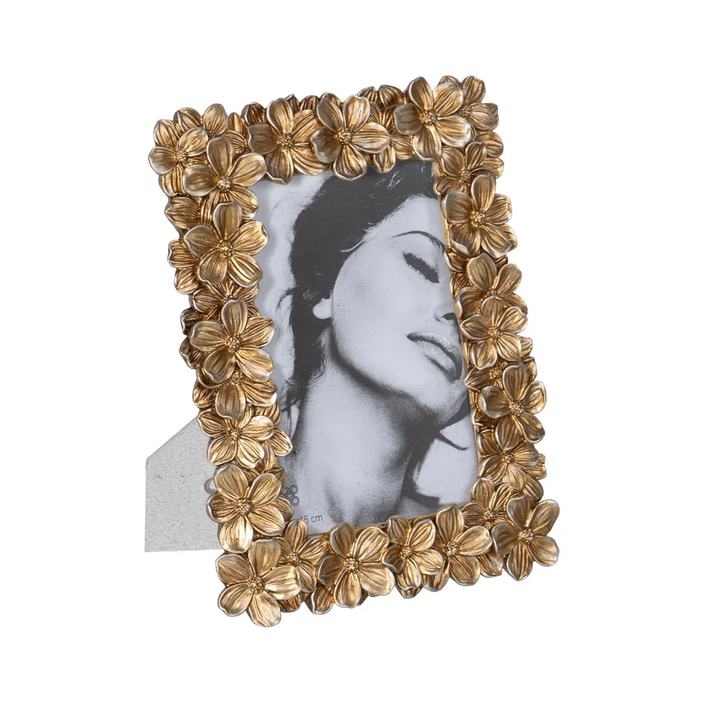 Scaune in Stil Glam - Set 2 Rame Foto Aurii Flowers, Rasina - CreativDeco.ro