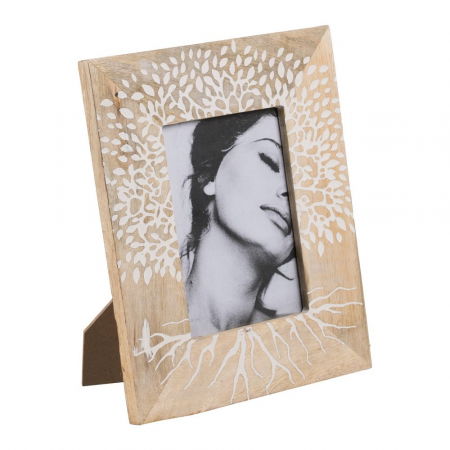 CADOURI - Set rame foto mango sculptat alb 10x15cm – decor boho artistic