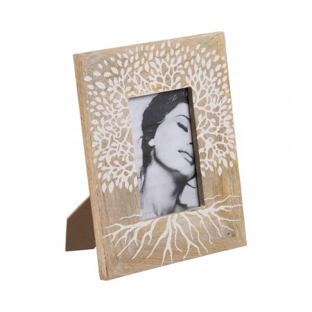 CADOURI - Set rame mango sculptat alb 13x18cm – decor boho cald