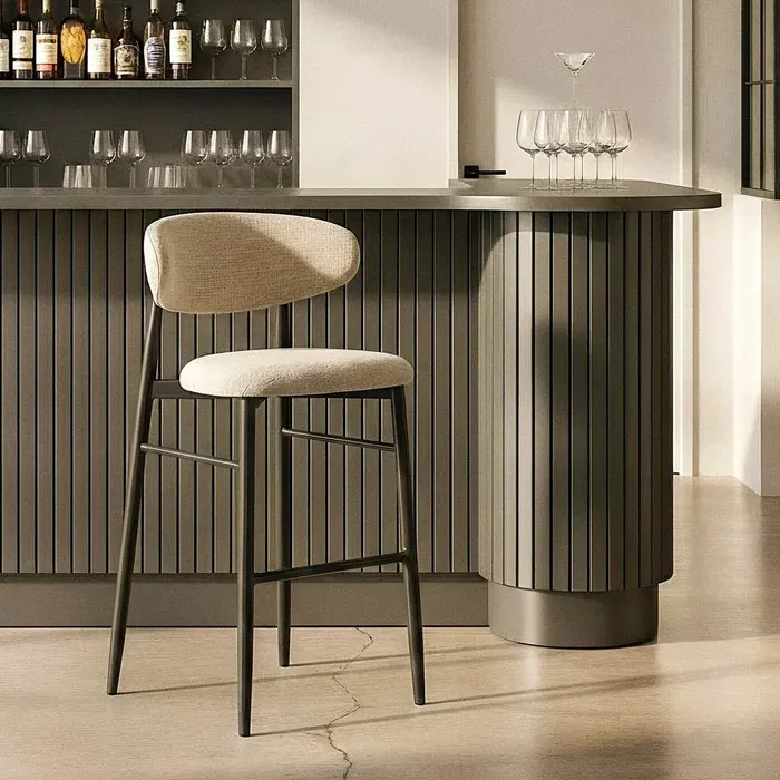 Set 2 scaune bar gri 75 cm cu cadru metalic negru – stil modern CreativDeco