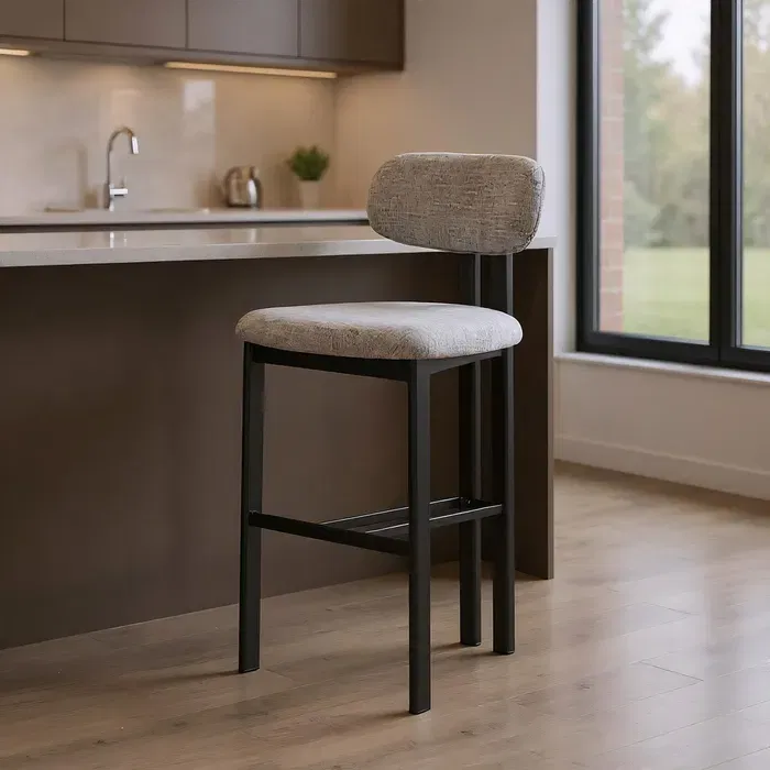 Set 2 scaune bar gri cu structură metalică – CreativDeco