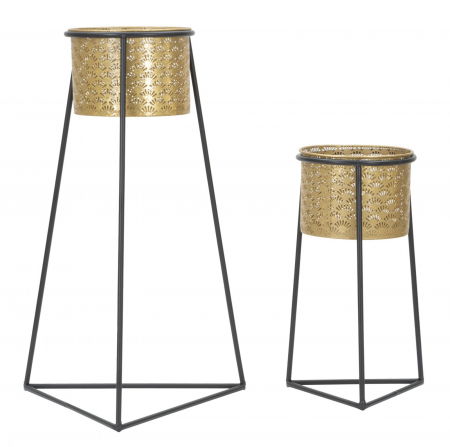 Ghivece, Suporturi flori - Suporturi Ghivece Negre si Aurii CreativDeco - Contrast Elegant in Decor