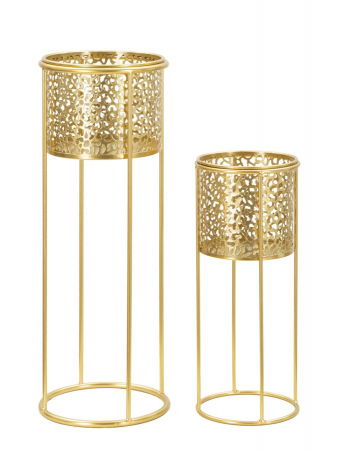 Ghivece, Suporturi flori - Set 2 suporturi flori Super Gold, metal auriu