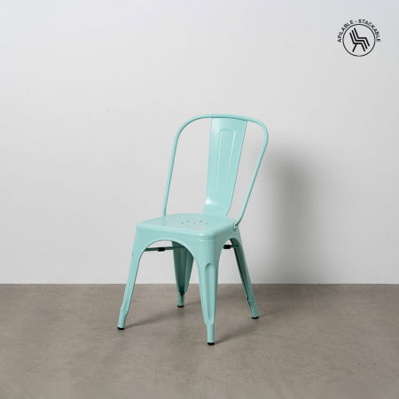 Scaune Stivuibile - Scaune metalice turquoise stil Tolix – set 4 bucăți, robuste și stivuibile