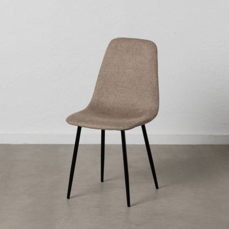 Scandinav - Scaune bej texturate, design scandinav ergonomic – set 4 bucăți, picioare negre