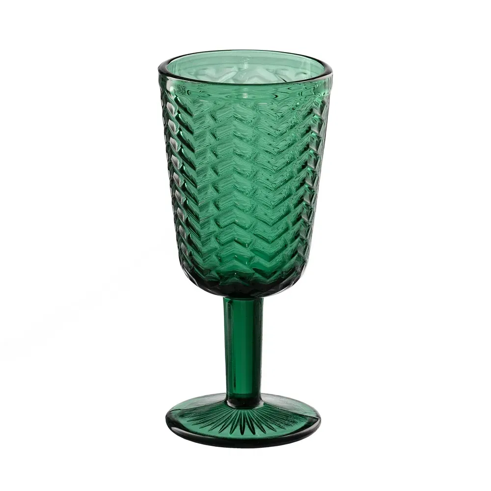 Pahare si cani - Set 6 Pahare Vin Dark Green, Cristal Verde - CreativDeco.ro