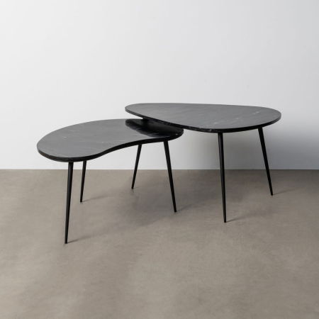 Masute Cafea - Set 2 măsuțe cafea marmură neagră metal modern lux