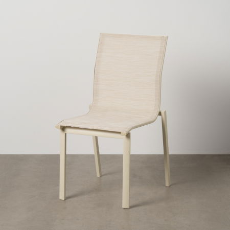 Scaune Stivuibile - Set 2 scaune de gradina crem moderne din aluminiu