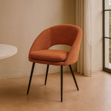 Scaune HORECA - scaune-dining-portocaliu-ars-stofa-metalice