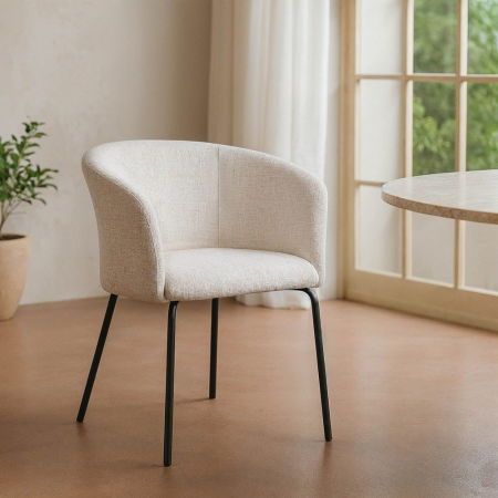 Scaune HORECA - Set de 2 scaune dining din stofă crem cu design minimalist