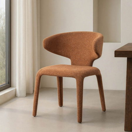 Scaune HORECA - Set de 2 scaune dining HORECA din stofă maro cognac cu aspect rafinat