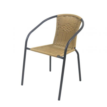 Scaune in Stil Boho - Set de 2 scaune Trivia natural – ratan sintetic și cadru metalic negru exterior