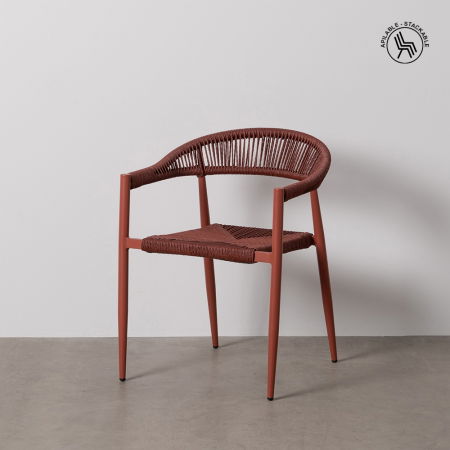 Scaune in Stil Rustic - Set scaune rosu aprins polietilena si aluminiu|Scaune moderne pentru decor exterior