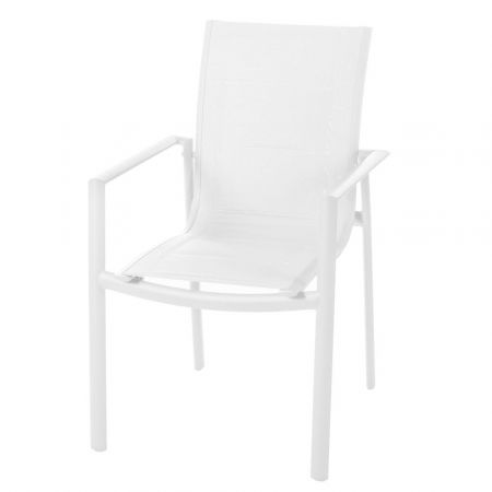 Scaune in Stil Minimalist - set de 2 scaune Stella White alb cu textil căptușit și cadru stivuibil