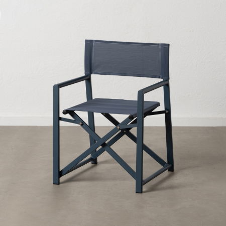 Scaune Exterior - Set scaune regizor albastre aluminiu si textilena|Scaune confortabile pentru spatii exterioare