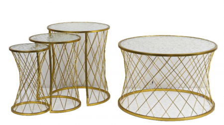 Masute Laterale - Set masute aurii stivuibile | Solutii spatii mici CreativDeco