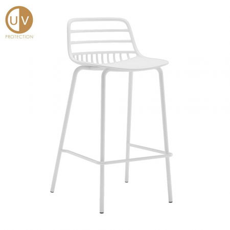 Scaune Exterior - Scaune de bar albe Candy din PP și metal cu protecție UV