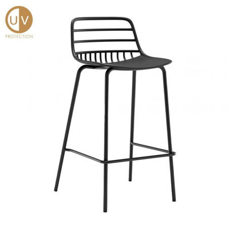 Scaune Exterior - Scaune de bar negre Candy din PP și metal cu protecție UV