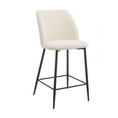 Fotolii in Stil Scandinav - Set 4 scaune de bar crem tapițerie textilă metal negru Muse