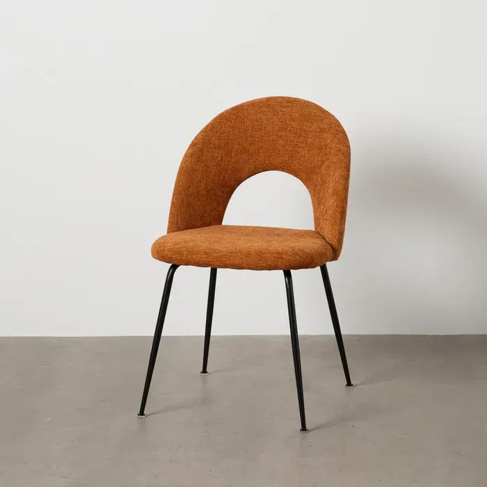 Scandinav - Scaune cărămizii cu tapițerie texturată și picioare negre – set 4 bucăți, design curbat