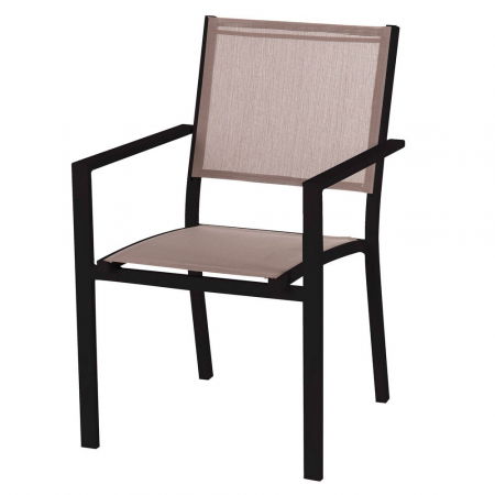 Scaune Exterior - Set de 4 scaune Graphite-Taupe din aluminiu cu șezut textil taupe, stivuibil