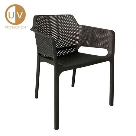 Scaune Exterior - Set 4 scaune exterior antracit plastic perforat protecție UV Hawai
