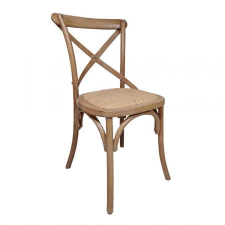 Scaune in Stil Rustic - Set scaune nuc August cu lemn rubberwood și spătar din rattan