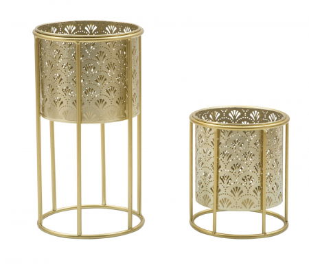 Ghivece, Suporturi flori - Set Suporturi flori Golvy, metal auriu