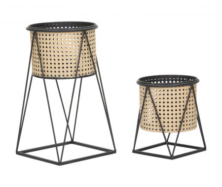 Ghivece, Suporturi flori - Suporturi flori Osaka, metal negru/natur