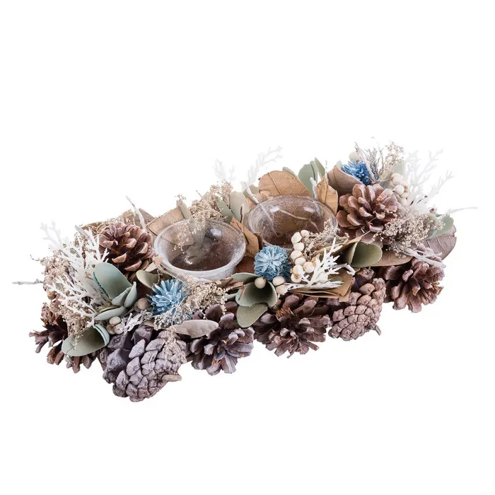 Craciun - Suport lumanari CreativDeco - Decor Craciun alb albastru