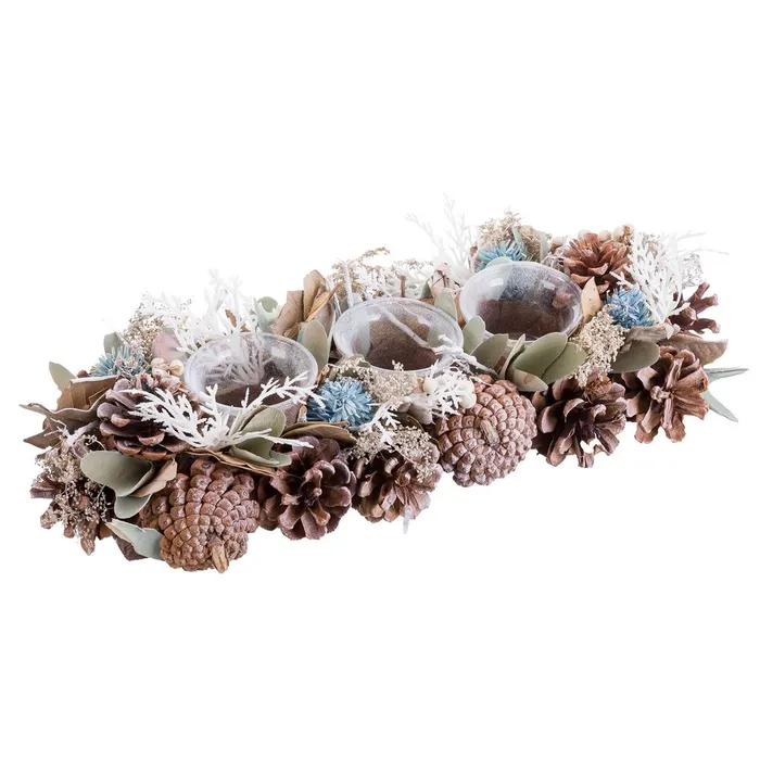 Craciun - Suport lumanari CreativDeco - Decor festiv alb albastru