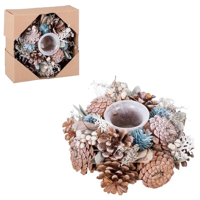 Craciun - Suport lumanari CreativDeco - Accesorii albe si albastre Craciun