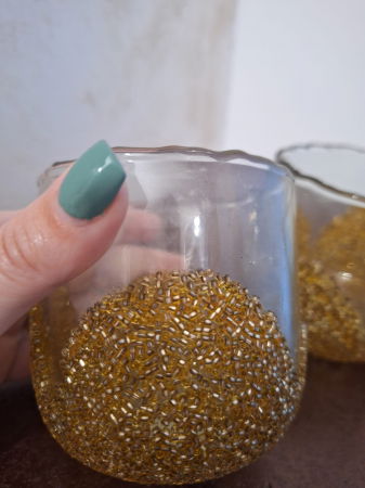 MEGA PROMOTII - Suport lumanare handmade cu strassuri aurii|creativdeco.ro