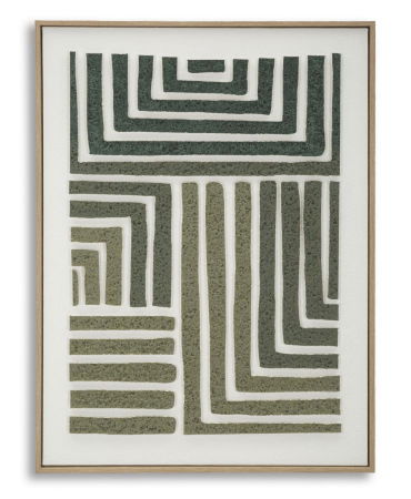 Tablouri - Tablou labirint geometric verde 60x80 cm – textură 3D pe pânză calmă
