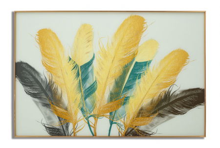 Decoratiuni perete - Tablou sticla Feathers, multicolor
